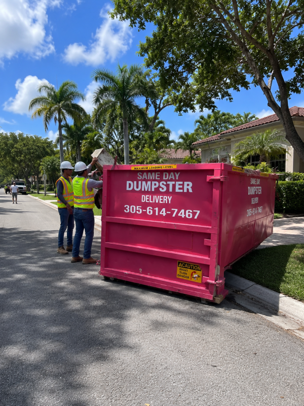 20-yard dumpster in a residential Miami